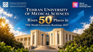 صعود ۵۰ پلهای دانشگاه علوم پزشکی تهران در رتبهبندی جهانی تایمز ۲۰۲۷ صعود ۵۰ پلهای دانشگاه علوم پزشکی تهران در رتبهبندی جهانی تایمز ۲۰۲۷